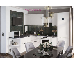 Белая угловая кухня 190х220 "Альфа"