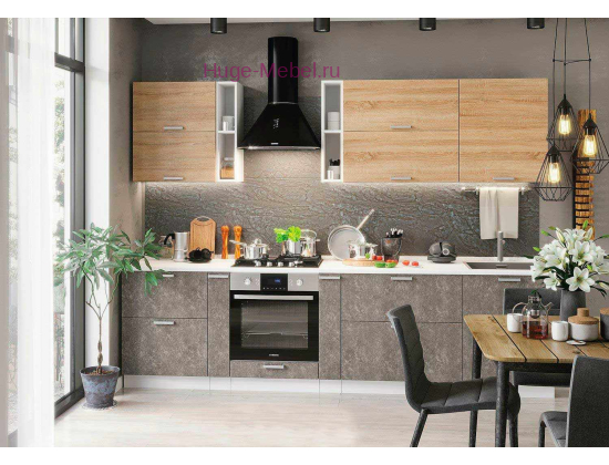 Кухня 2.7 метра "Бетон серый/Дуб Сонома"