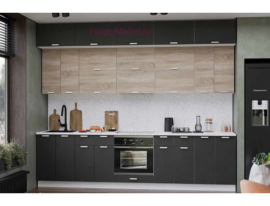 Кухня 3 метра с антресолями "Бетон"