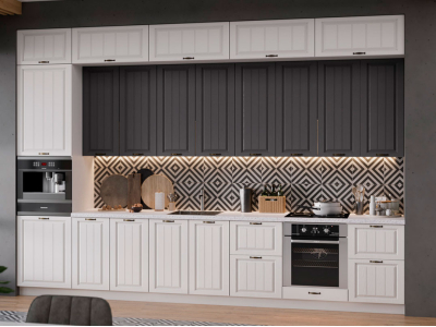 Кухня 3.8 метра "Мария" высотой 2.7 белый+графит Кухня 3.8 метра "Мария" высотой 2.7 белый+графит