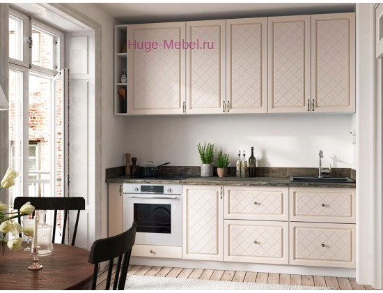 Кухня 235 см "Модена ваниль" с высокими шкафами
