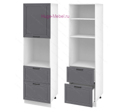 Пенал кухонный с нишей и ящиками 600 Альфа (вулкан)