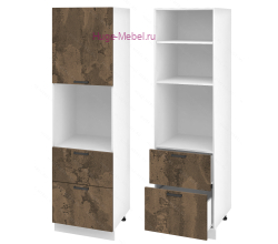 Пенал кухонный с нишей и ящиками 600 Пасаденна (ржавый камень)