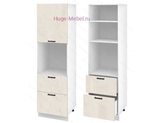 Пенал кухонный с нишей и ящиками 600 Пасаденна (шелковый камень)