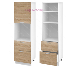 Пенал кухонный с нишей и ящиками 600 Бетон (дуб сонома)