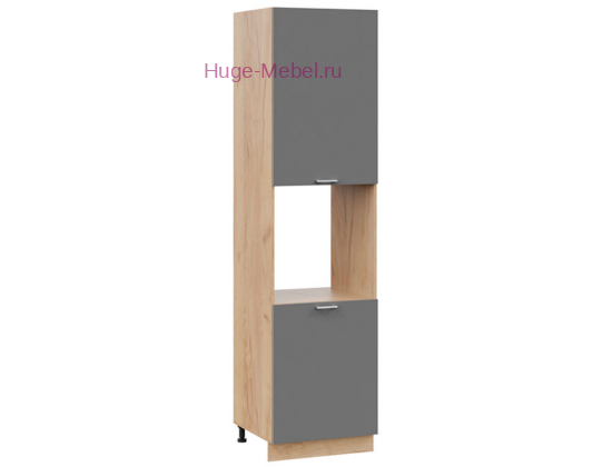 Пенал кухонный высокий с нишей 600 Катрин (софт графит) корпус крафт