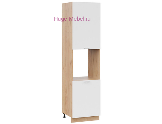 Пенал кухонный высокий с нишей 600 Катрин (софт вайт) корпус крафт