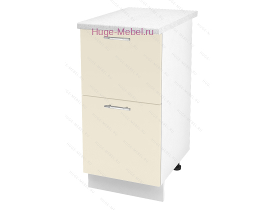 Нижний шкаф кухонный с двумя ящиками 400 Ксения (ваниль)