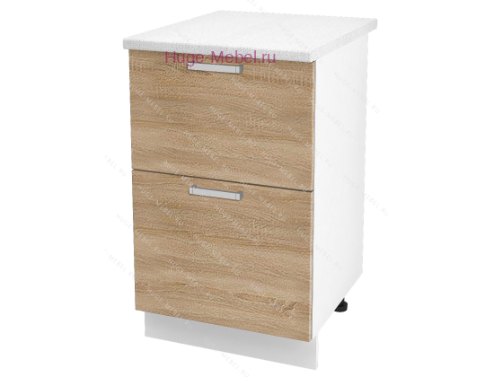 Нижний шкаф кухонный с двумя ящиками 500 Бетон (дуб сонома)