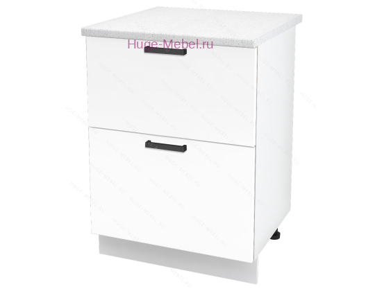 Нижний шкаф кухонный с двумя ящиками 600 Пасаденна (белый бриллиант)