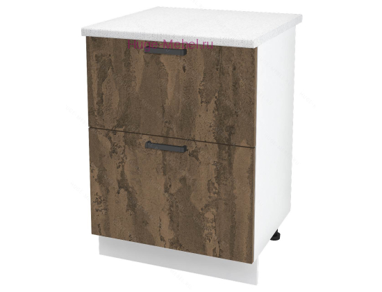 Нижний шкаф кухонный с двумя ящиками 600 Пасаденна (ржавый камень)