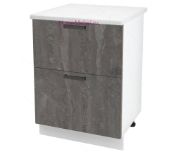 Нижний шкаф кухонный с двумя ящиками 600 Пасаденна (железный камень)