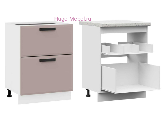 Кухонный шкаф под мойку 600 с двумя ящиками Призма (мокко супермат)