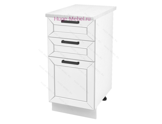 Кухонный шкаф нижний с тремя ящиками 400 Альфа (белый)