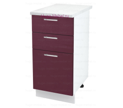 Кухонный шкаф нижний с тремя ящиками 400 Ксения (бордо)