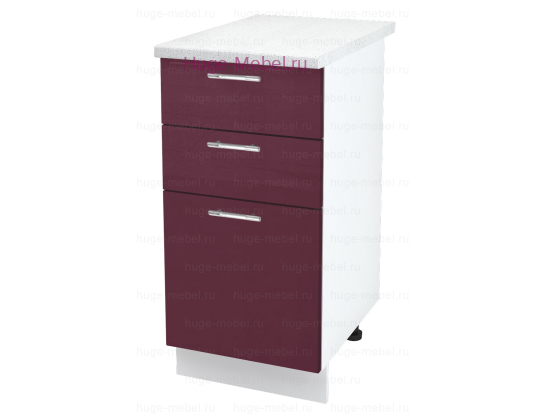 Кухонный шкаф нижний с тремя ящиками 400 Ксения (бордо)