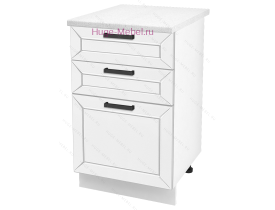 Кухонный шкаф нижний с тремя ящиками 500 Альфа (белый)