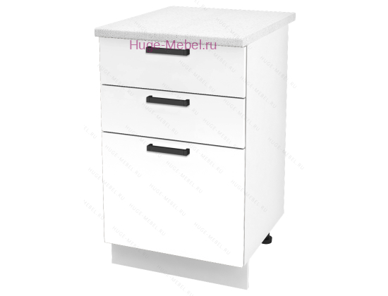 Кухонный шкаф нижний с тремя ящиками 500 Пасаденна (белый бриллиант)