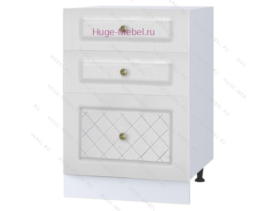 Кухонный шкаф нижний с тремя ящиками 500 Модена (дуб белый)