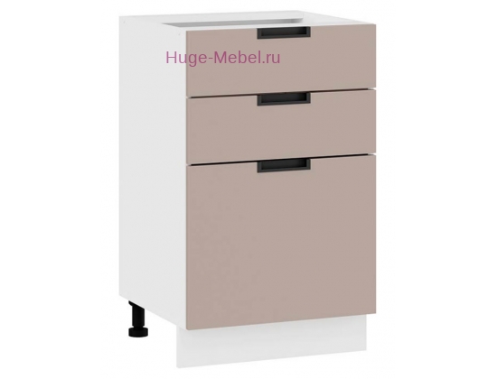 Кухонный шкаф нижний с тремя ящиками 500 Сахара (латте)