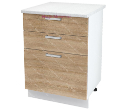 Кухонный шкаф нижний с тремя ящиками 600 Бетон (дуб сонома)