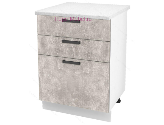 Кухонный шкаф нижний с тремя ящиками 600 Пасаденна (ателье светлое)