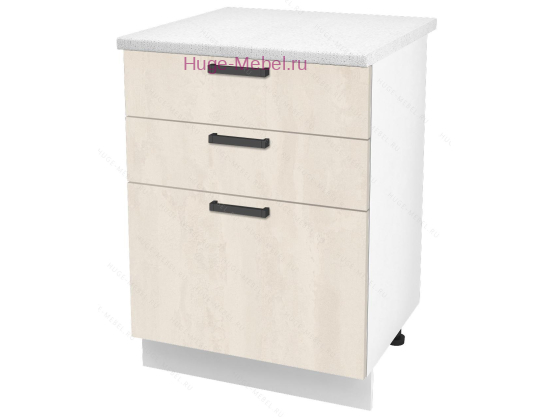 Кухонный шкаф нижний с тремя ящиками 600 Пасаденна (шелковый камень)