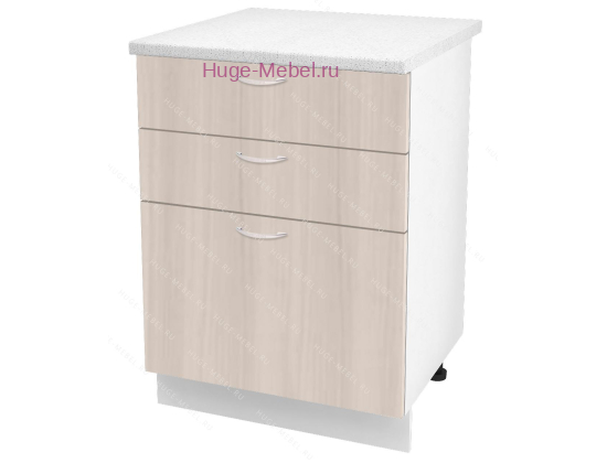 Кухонный шкаф нижний с тремя ящиками 600 Дина (шимо светлый)