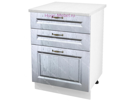 Кухонный шкаф нижний с тремя ящиками 600 Мария (сталь)