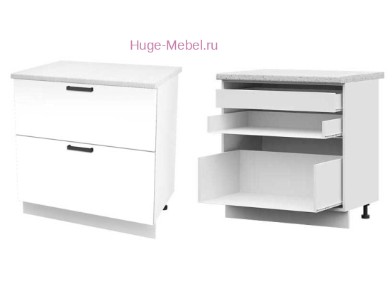 Кухонный шкаф нижний с внутренним ящиком 800 Пасаденна (белый бриллиант)