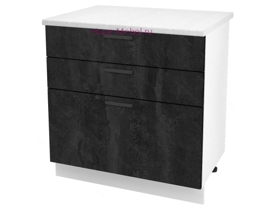Кухонный шкаф нижний с тремя ящиками 800 Пасаденна (угольный камень)