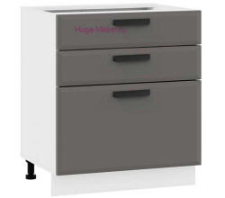 Кухонный шкаф нижний с тремя ящиками 800 Призма (асфальт супермат)