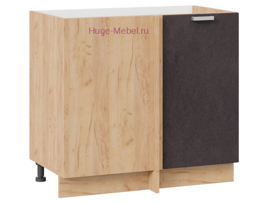 Шкаф кухонный угловой нижний 1000 Бетон (бетон чёрный) корпус крафт