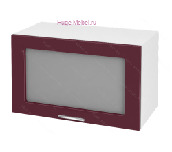 Горизонтальный кухонный стеклянный шкаф 600 Ксения (бордо)