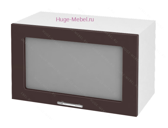 Горизонтальный кухонный стеклянный шкаф 600 Ксения (шоколад)