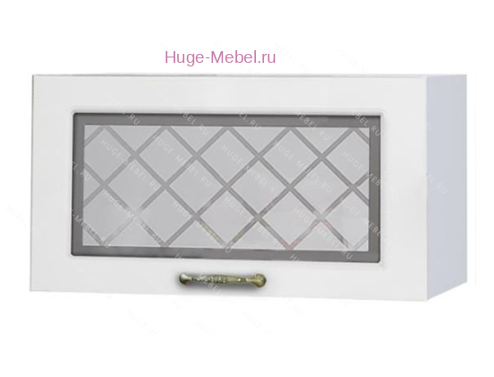 Горизонтальный кухонный стеклянный шкаф 600 Модена (дуб белый)