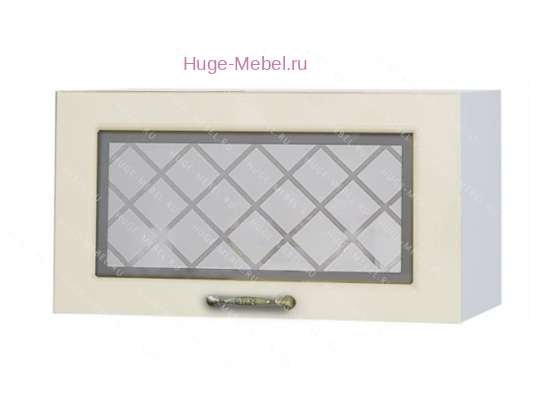 Горизонтальный кухонный стеклянный шкаф 600 Модена (дуб ваниль)