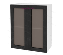 Кухонный шкаф верхний со стеклом 600 Пасаденна (бетон черный)