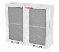 Кухонный шкаф верхний со стеклом 800 Бетон (бетон белый)