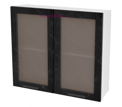 Кухонный шкаф верхний со стеклом 800 Пасаденна (бетон черный)