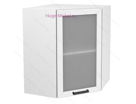Угловой шкаф подвесной со стеклом 550 Альфа (белый)