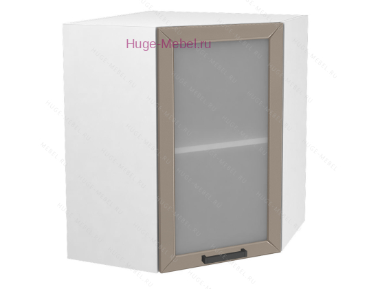 Угловой шкаф подвесной со стеклом 550 Альфа (латте)
