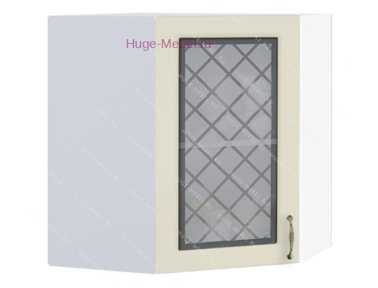 Угловой шкаф подвесной со стеклом 600 Модена (дуб ваниль)