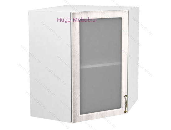 Угловой шкаф подвесной со стеклом 600 Юлия (сандал белый)