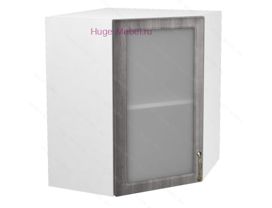 Угловой шкаф подвесной со стеклом 600 Юлия (сандал серый)