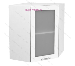 Угловой шкаф подвесной со стеклом 600 Ксения (белый)