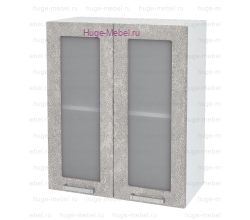 Кухонный шкаф верхний со стеклом 600 Бетон (бетон серый)