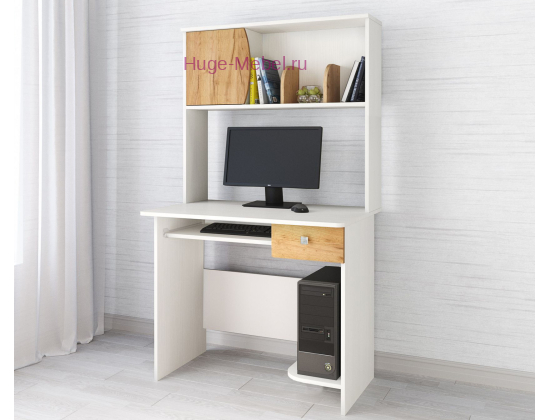 Стол компьютерный "Грета-4 белый/крафт"