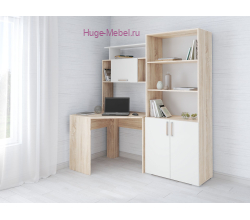 Компьютерный стол со стеллажом "Квартет-12 сонома/белый"