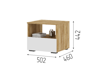 Прикроватная тумба "Хелен ТБ 01" белый+крафт Прикроватная тумба "Хелен ТБ 01" белый+крафт